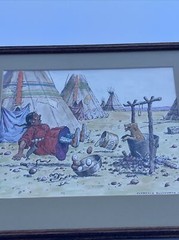 CLARENCE ELLSWORTH PAINTING INDIAN NATIVE AMERICAN TRIBAL TIPI PORTRAIT W DOG