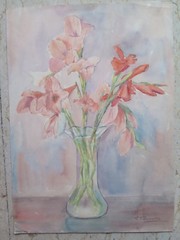 33X47Cm Painting Signed Vintage Floral Artwork By The Painter G. Pancaldi P14