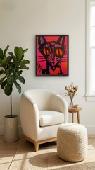 Neo-Expressionist Cat Portrait Original Art 14×11 Canvas Signed Home Wall Decor