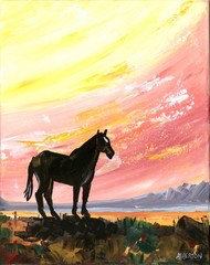 Atherton 11×14 Original Abstract Acrylic Painting „Desert No Name Horse“ signed