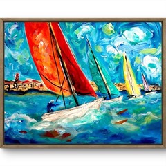 TITA PAINTZ Sailboat Race Impressionism Handmade Original Wall Art 11×14