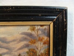 Antique 19C Grist Mill River Landscape O/C Painting
