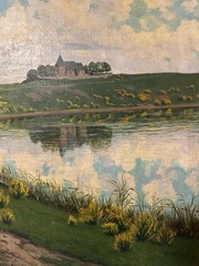 Paul Pützhofen-Hambüchen : Manor House By The Lake , Oil On Canvas, Signed