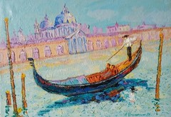 Venice Impasto Painting Original Art Impression Oil Painting 8.2 x 12.2 in
