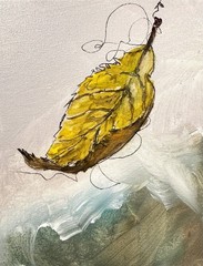 Original Abstract Expressionism 8×10 Falling Leaf Handmade Signed Art Decor 194