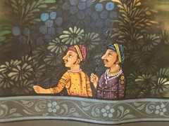Rajasthani mughal painting on silk like material. Rare!!