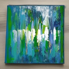 Original Abstract Acrylic Painting (See Video) On Canvas Colorful Vibrant 12×12