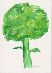 5×7 Broccoli Original Watercolor Painting, Garden Vegetables Sharon Foster