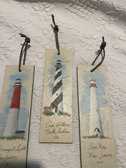 Memory Lane 3 Lighthouses Painted On Slate. 8 3/4×2.5”