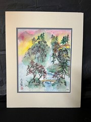 Charlotte Fung Miller Signed – 20″ x 16″ Matted Brush Painting On Rice Paper (A)