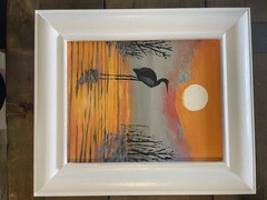 Oil Painting On Canvas Crane Heron 8×10 12×14 Morning In Fog