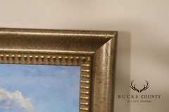 Horse Oil Painting on Canvas 55″ x 43″ Signed ‚S. T. Cesent‘ in Gold Gilt Frame