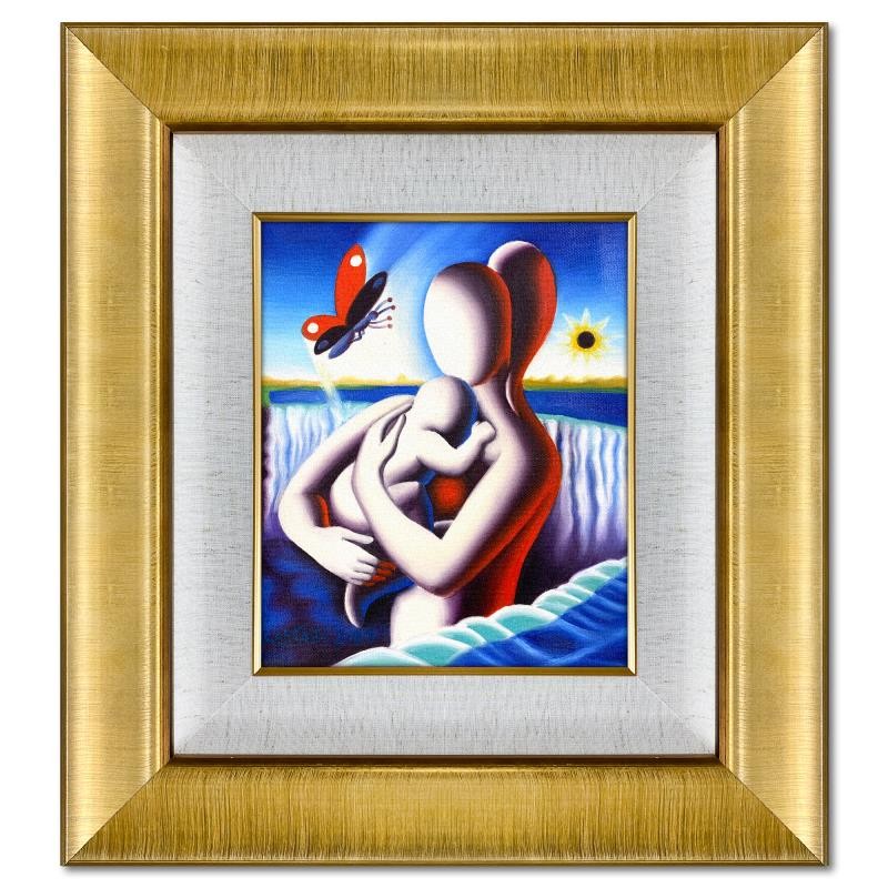 Mark Kostabi „Enchanted Connection“ Framed Original Painting Canvas Hand Signed