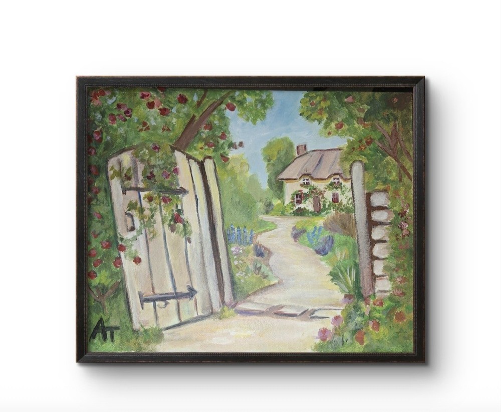 Mother’s Day Garden Gate 11×14 Painting Canvas Panel
