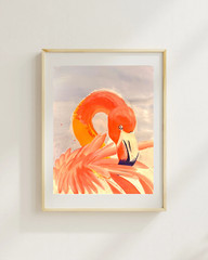 OSKI Gazing Flamingo 11×14 Paper Fine Art Original Expressionism Painting