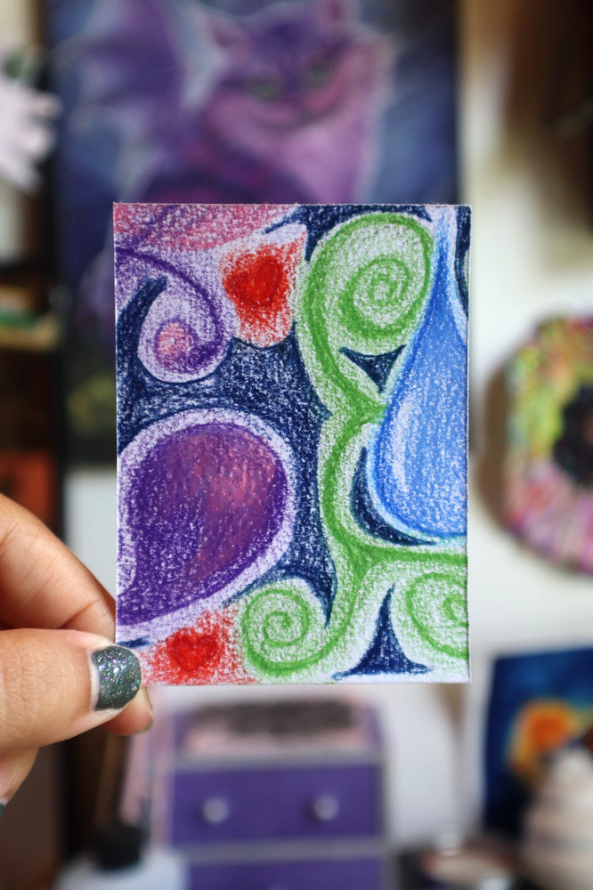ACEO original art card graphic illustration 2.5 x 3.5 colored pencil „Whimsy #4“