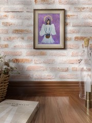 Angel Guardian with Flowers Original Painting Angel Wings Handmade Wall Art OOAK
