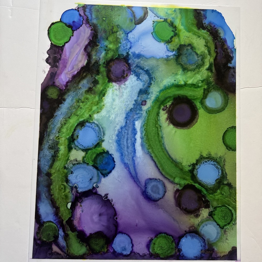 Beautiful , Unique , Original Hand Made -Alcohol Ink Painting on Plastic Resin