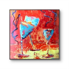Neal 12×12 Wine Abstract Oil & Cold Wax on Wood Expressionsim Happy Hour Home