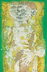 „Boy from Mansos“ Karl Zerbe, Green Figurative „Degenerate“ Art Collage