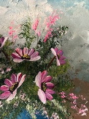 Original Martinez MCM Oil On Board Floral Still Life Framed 12 1/2″ X 10 1/2″