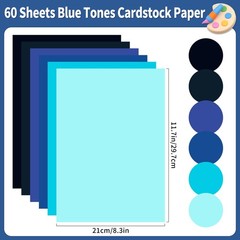 Blue Tint Cardboard Paper 60 Sheets 6 Colours Blue Cardboard Papers A4 Size Kar…