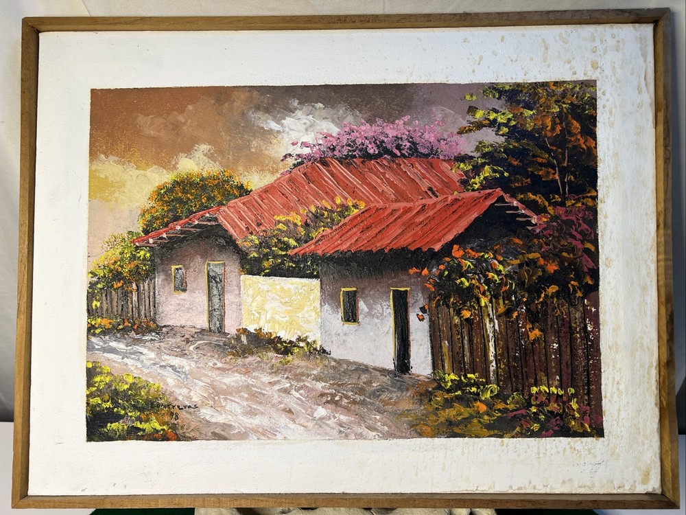 Colorful Village Landscape Painting By Contreras 1998,