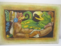 FELIPE ISLAS Mexican Embossed Oil Painting Signed ( Unframed) 16″ X 24″