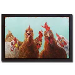 Black Framed Chicken for Dinner by Heffernan Canvas (14 in x 20 in Framed Size)