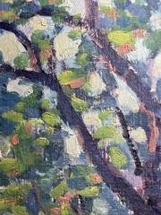 JOHN BENTLEY NY STONY FORD ANTIQUE IMPRESSIONIST BRIDGE LANDSCAPE OIL PAINTING