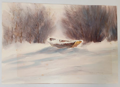GORDON ROBINSON (1920-1979) ORIGINAL WINTER LANDSCAPE WATERCOLOR PAINTING
