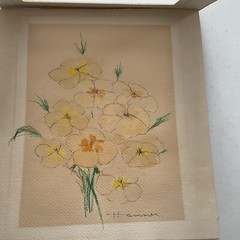Hammem Painting Watercolor Flowers Original Small Signed