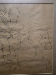 Vintage Nostalgic Americana Art Set Oil Painting & Preliminary Pencil Sketch