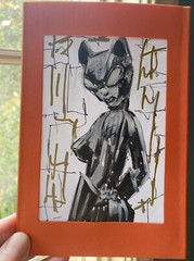 Cat Woman , Abstract,4/6 Hand Painted On Paper, Markers