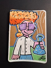 aceo 2.5×3.5in original OOAK Acrylic painting „Not So Mad Scientist“ by Covz