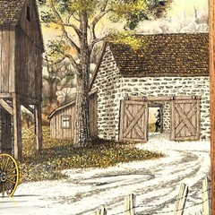 Vintage Morton Salt Girl Barn Country Painting Picture Art Canvas Hargrove Frame