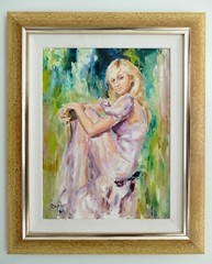 PARIS HILTON (?) Fine Art Original Oil on Canvas Painting by Oksana Grineva