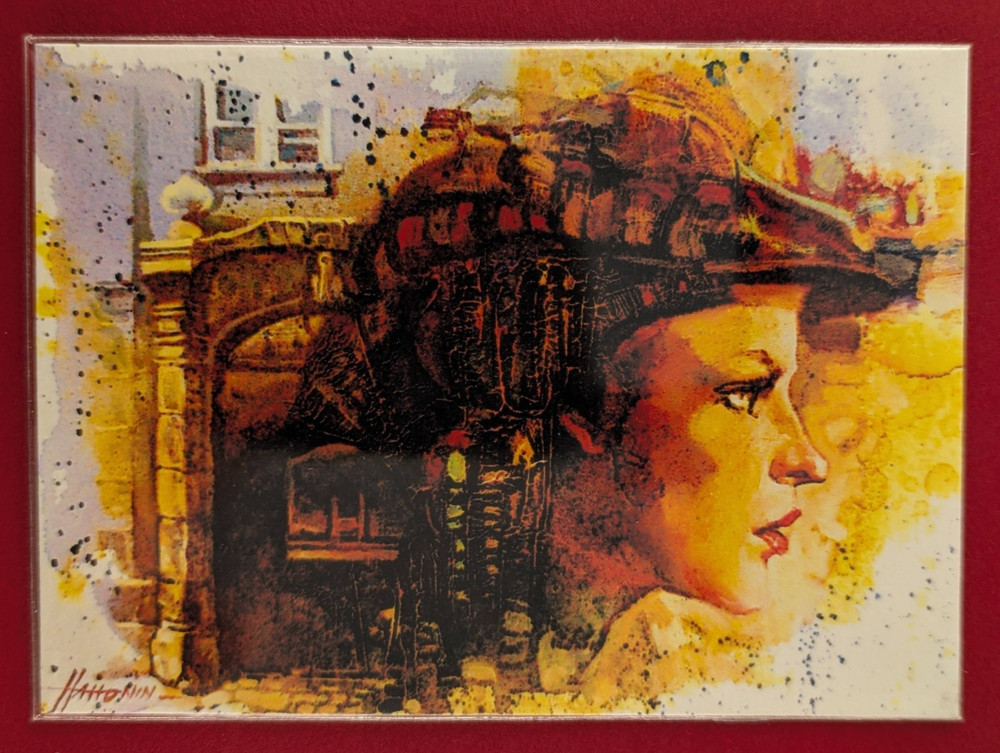 ACEO Limited Edition Print Woman w/ Interesting Hat by Slovenian Sergej Hahonin