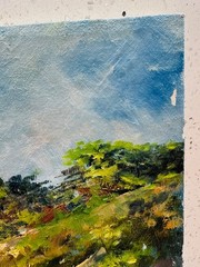 Original 1979 Oil Painting on Canvas Landscape Waterfall Impressionist Style 16″