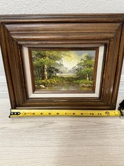 Vintage Framed Landscape Oil Painting On Hard Board