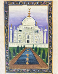 Taj Mahal Linen Painting Indian Palace Architecture Art World Travel Landmark