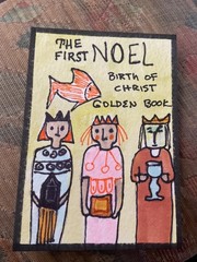 ACEO watercolor art by PJ, art card 2.5 x 3.5: the first Noel golden book cover.