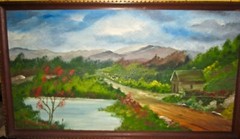 Oil on Board Folky Painting by Henry Gibbs Rural Farm