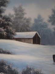 Original Van Bell Signed Oil Painting Winter Landscape with Size L48 H36 & W 2in