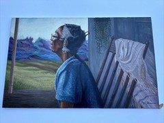 AFRICAN AMERICAN PORTRAIT LARGE BLACK WOMAN FEMALE WINDOW LANDSCAPE TROY JOHNSON
