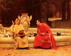 Oil painting Vibert_Jehan-Georges_A_Fine_Point two men Hand painted canvas
