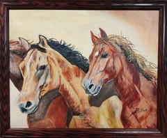 Original Western Oil Painting „Feelin‘ Their Oats“ by Marc Bitler