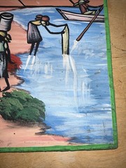 Haitian 2019 Lot Of 2 Hand Painted Folk Art, Waterside Settings & Landscapes