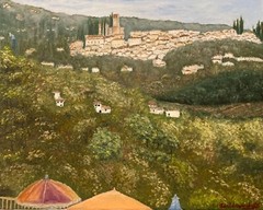 Original Painting „View of Barga (Florence), Italy“ 20×16″ Oil on Canvas