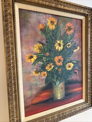 18”x24” Floral Still Life Painting of Marigolds Signed Magda